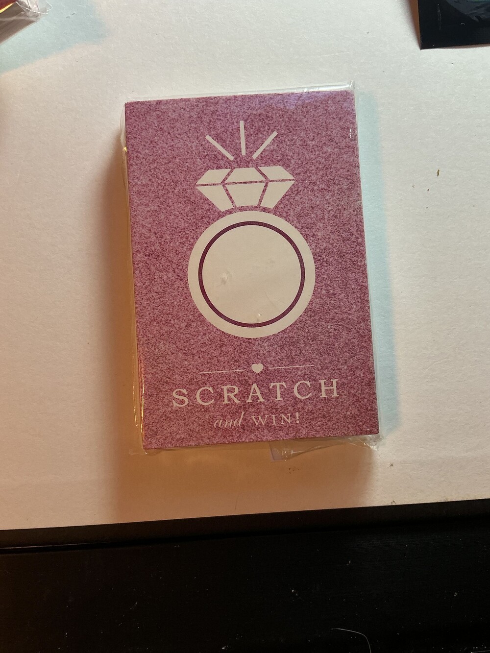Scratch and Win Cards Pink Background Diamond Ring Graphic Holographic Stickers